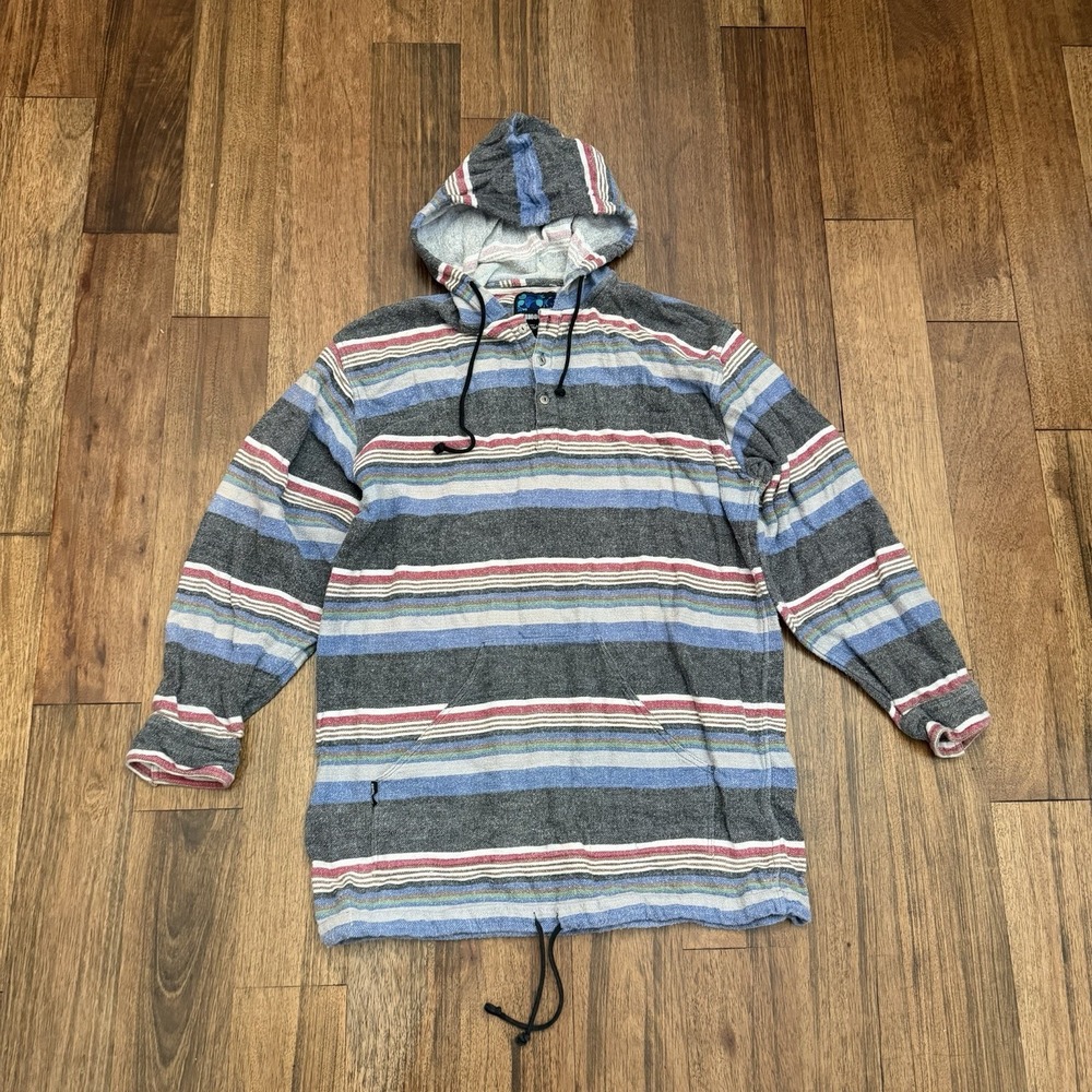 80s Rhinoceros oversized Stripe hoodie shirt long sleeve sz L surf skate grunge